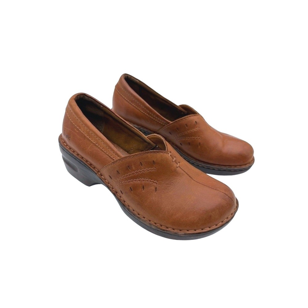 b.ø.c. BØRN Womens Brown Leather Slip On Clog Shoes Boho Comfort Rustic Size 8M